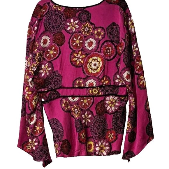 SPENCER JEREMY 100 % SILK PURPLE PRINT TOP - Picture 4 of 4